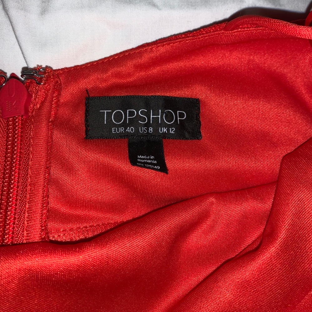 TOPSHOP BODYCON LACE DRESS RED - Picture 3 of 3